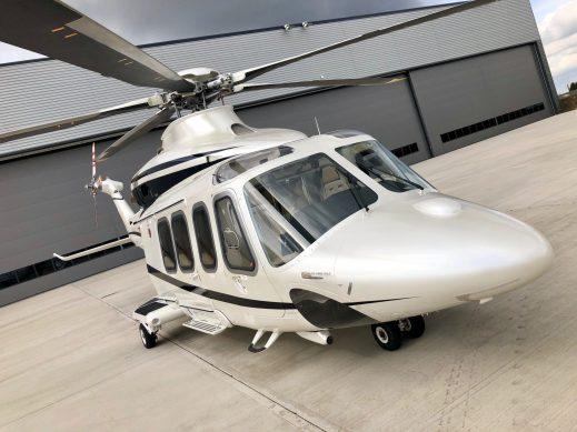 Helicopter on apron waiting take off to Paris