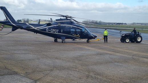 Helicopter on the airport apron