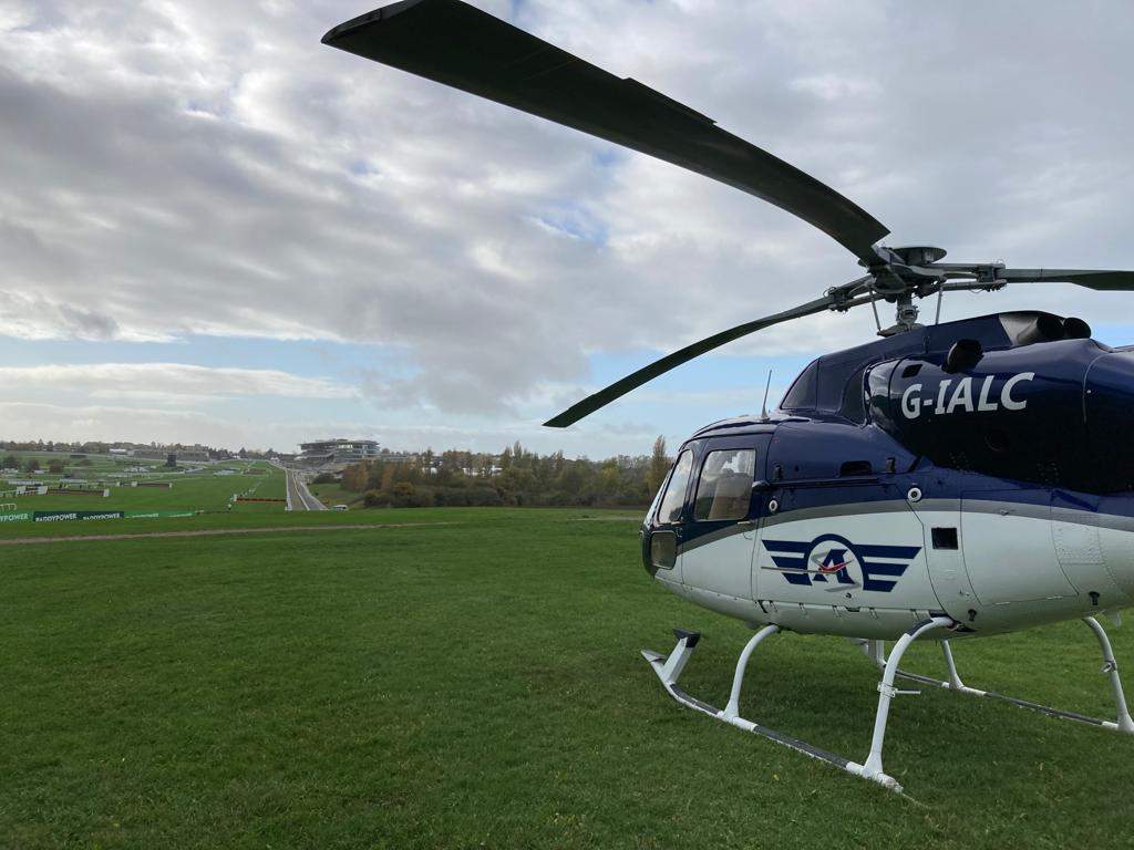 Helicopter at Epson Downs racecourse