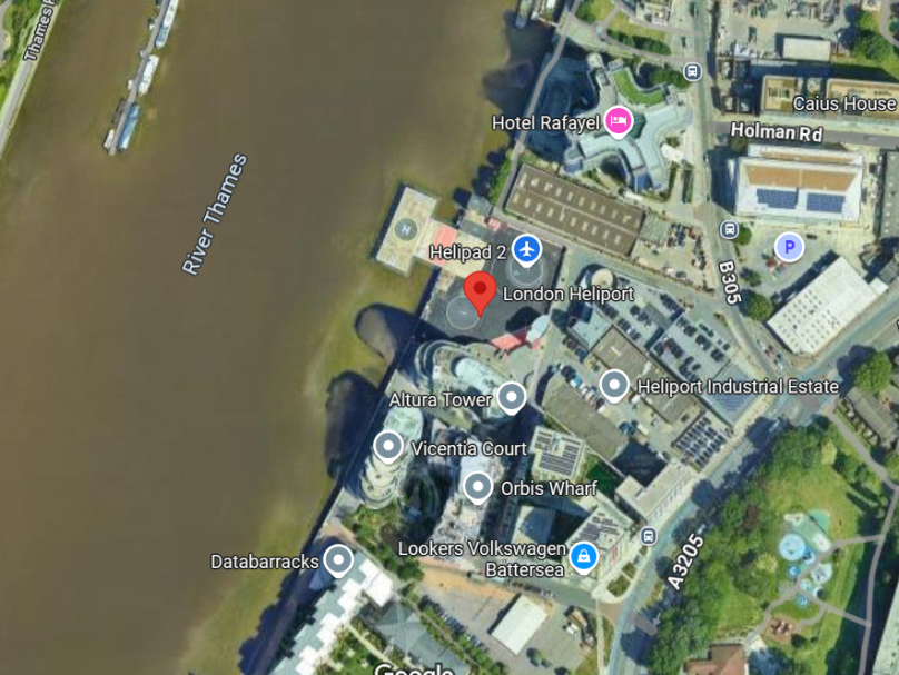London Heliport map